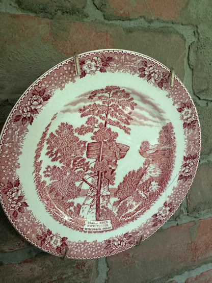 INSTANT COLLECTION | EIGHT Misc Vintage Red Transferware Plates and Bowls | Hangers Included