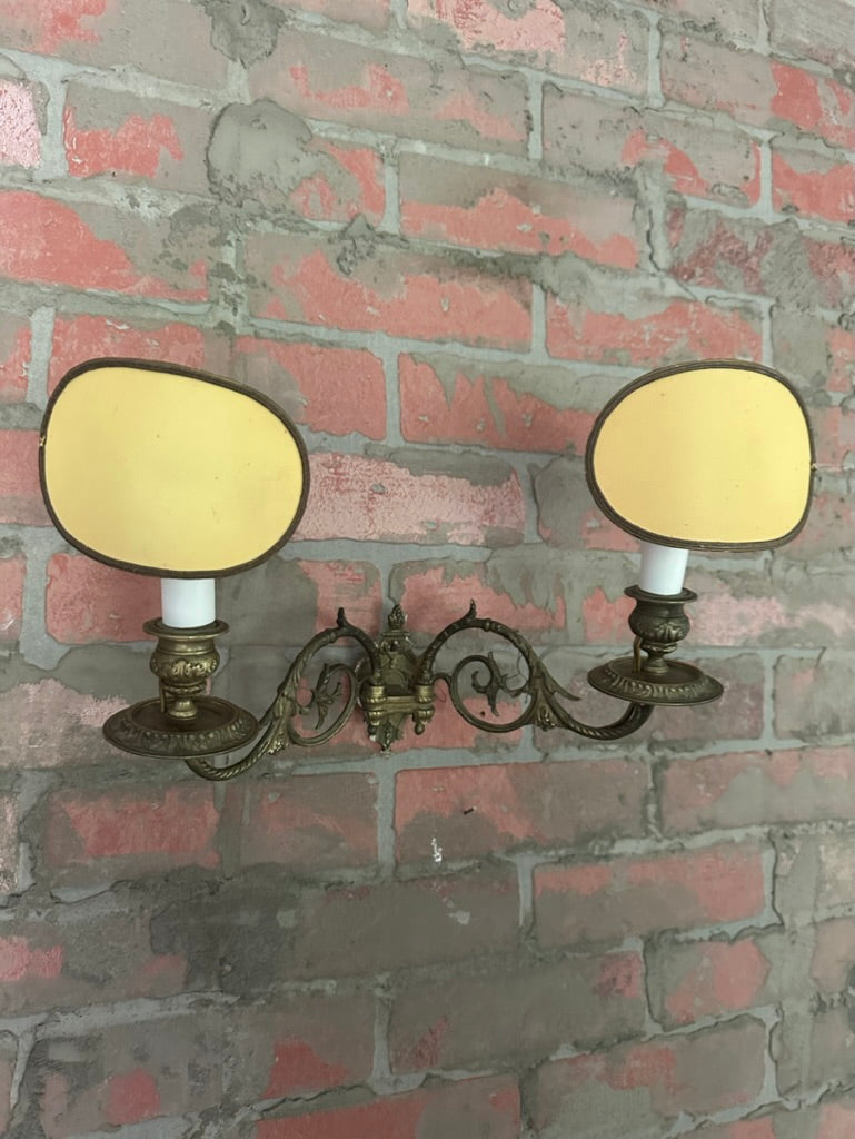 PAIR of Antique French Sconces (One Shown) REWIRED | WITH SHADES