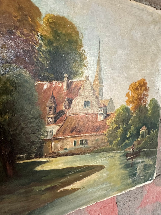 Antique French Oil Painting | Autumnal Oil On Board