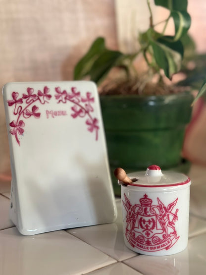 Small Mustard Pot with Lid and Original Wooden Spoon