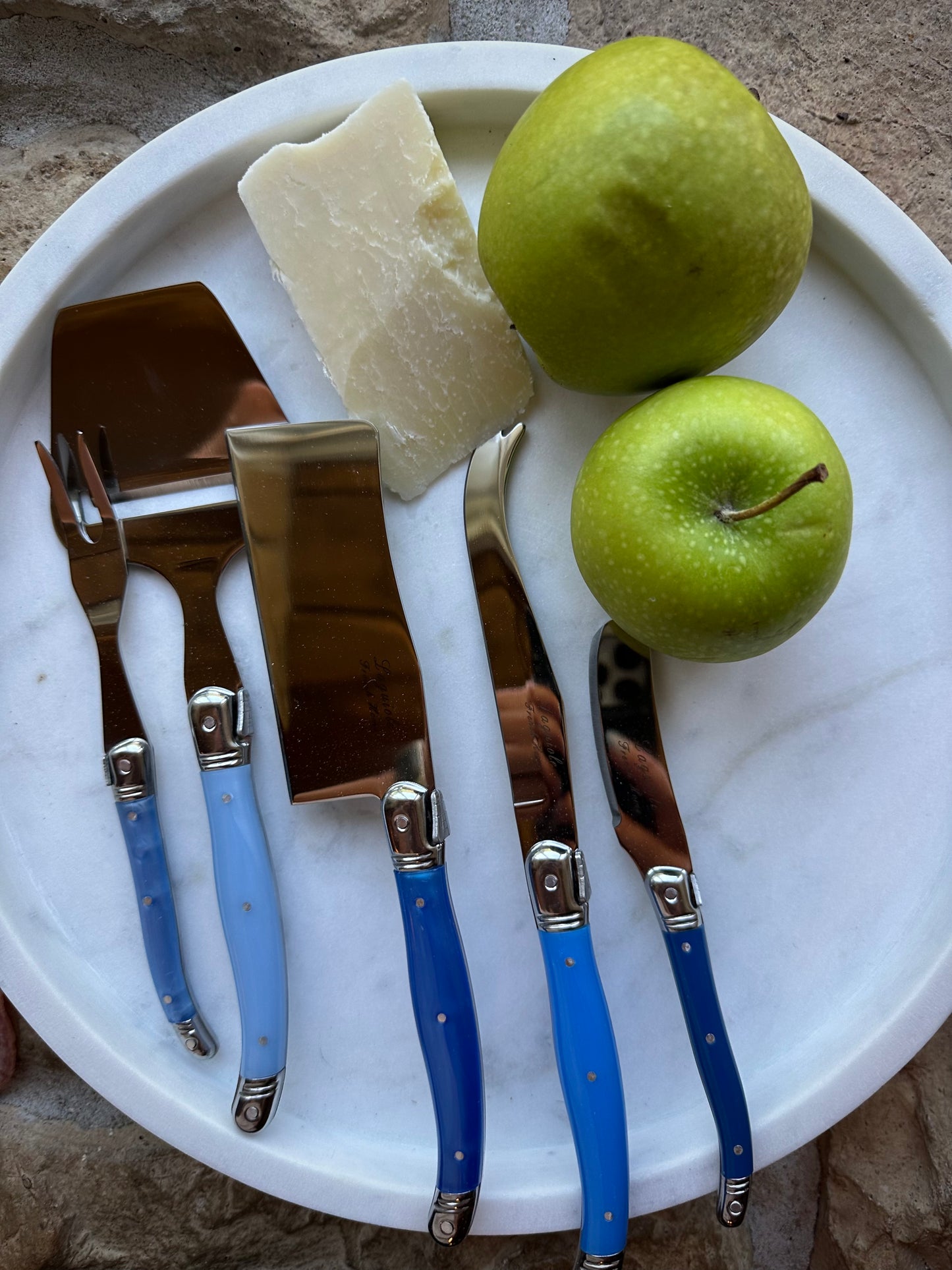 Laguiole 5 Piece Cheese Knife, Fork & Slicer Set | Blues