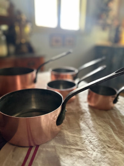 Stunning Set of 5 Copper Saucepans