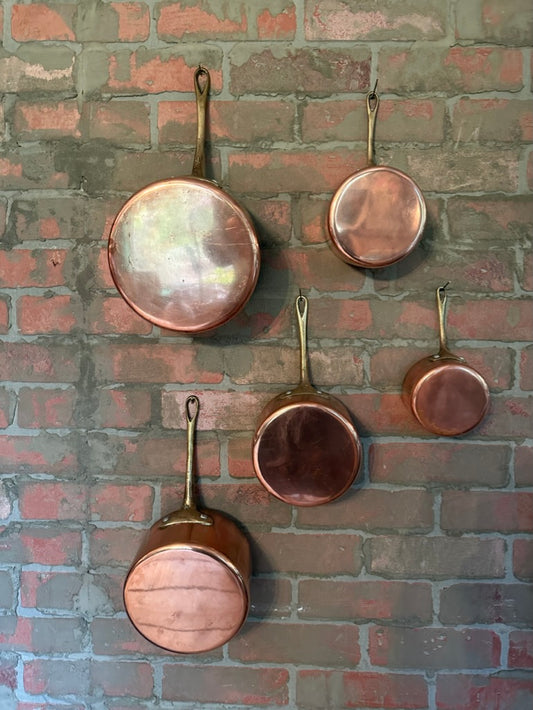 French Copper Saucepan Set | Set of FIVE