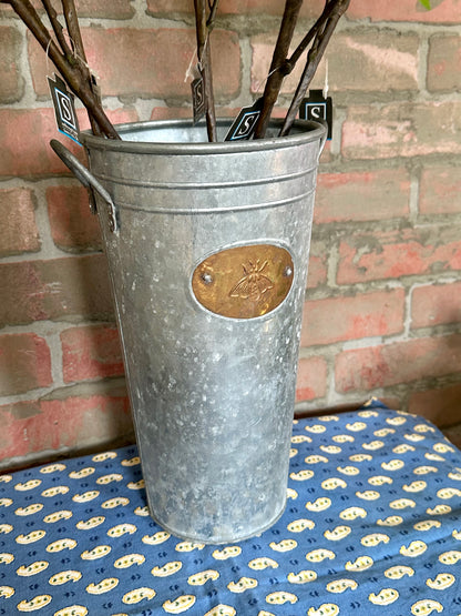 Bee Bucket with 5 Fine Faux Hydrangea Stems