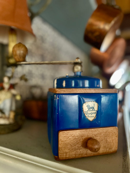 Vintage Peugeot Coffee Grinder (1951-1960) – Blue Lacquered Steel