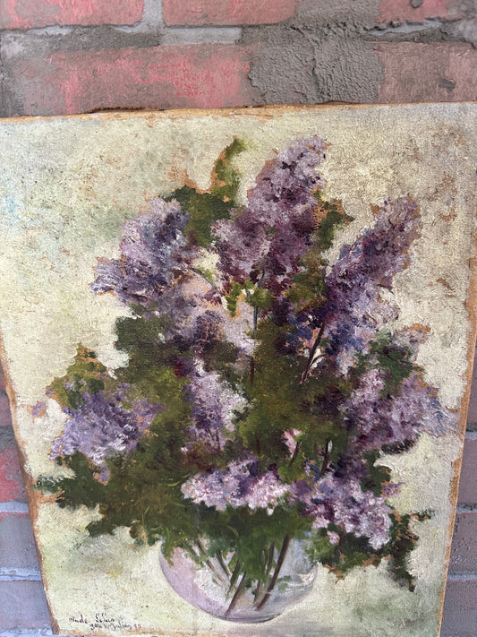 Signed 1898 Oil on Canvas | Lilacs