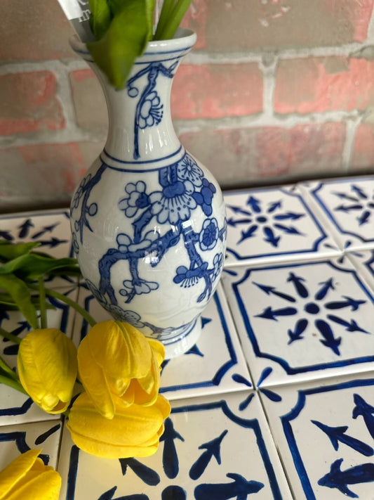 Blue and White Bud Vase | Chinoiserie