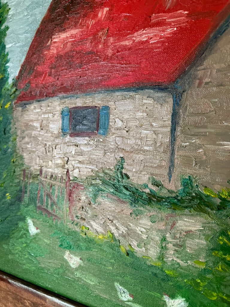 Original Art by Angela | Red Roofed Barn | Oil on Board