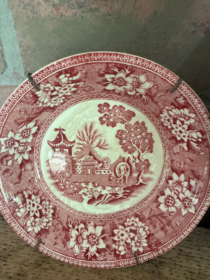 INSTANT COLLECTION | EIGHT Misc Vintage Red Transferware Plates and Bowls | Hangers Included