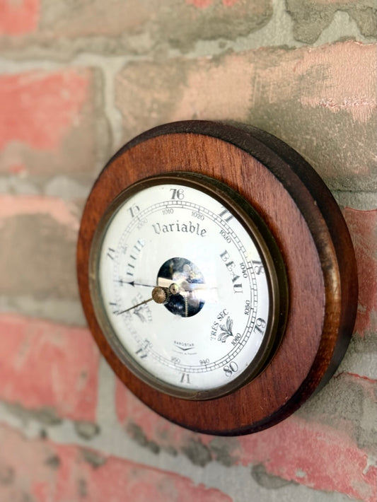 Small Vintage Wooden Barometer | French