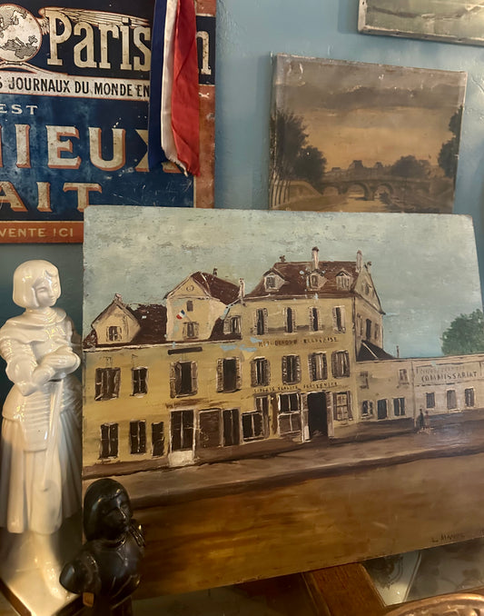 Commissariat Mairie d'Asnières Sur Seine | Large Oil on Board | 1956 | Signed