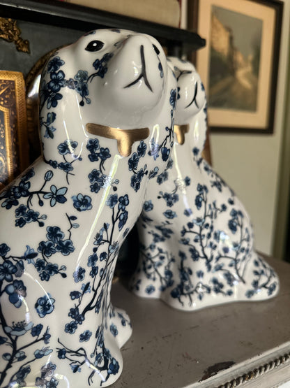 Staffordshire Dogs | Blue Cherry Blossom | Pair