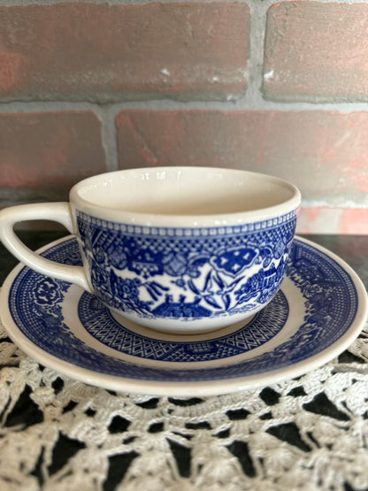 BLUE WILLOW | Set of 6 Coffee Cups & 4 Saucers