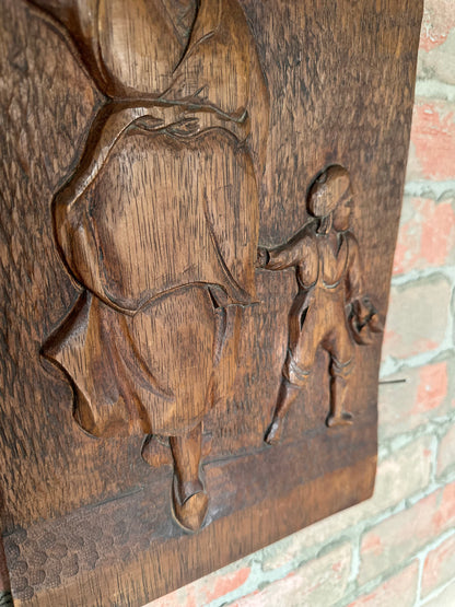 Vintage Hand-Carved Peasant Plaque | FARMER