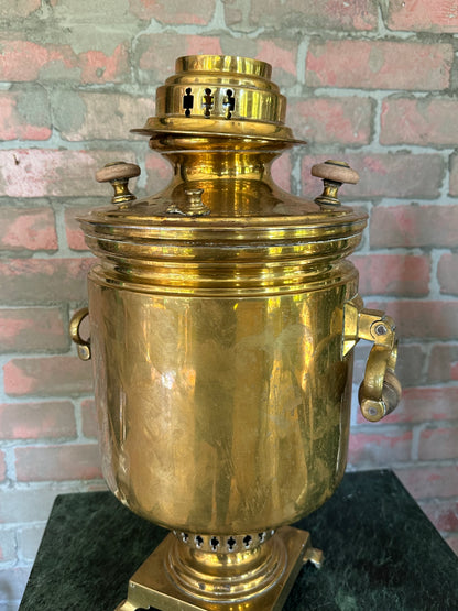 Russian Brass Samovar Set by T. L. Batashev, Tula Russia, circa 1900