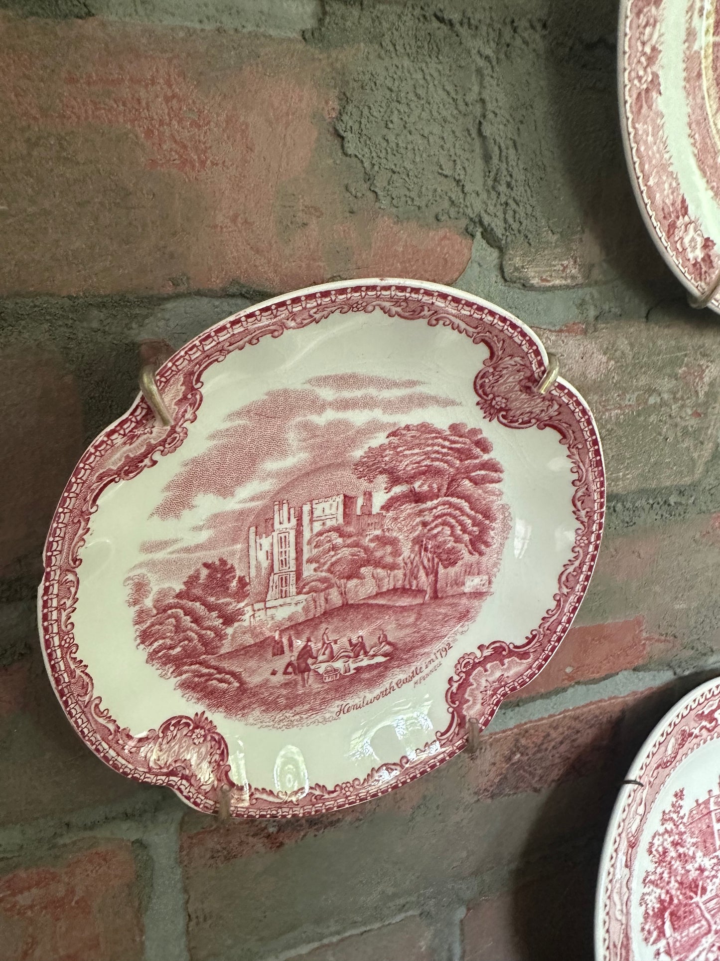 INSTANT COLLECTION | EIGHT Misc Vintage Red Transferware Plates and Bowls | Hangers Included