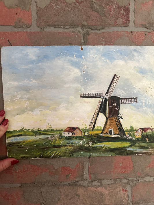 Charming, Vintage Oil on Board | Moulin | Signed | On reserve for Wendy