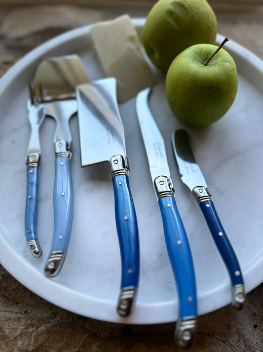 Laguiole 5 Piece Cheese Knife, Fork & Slicer Set | Blues