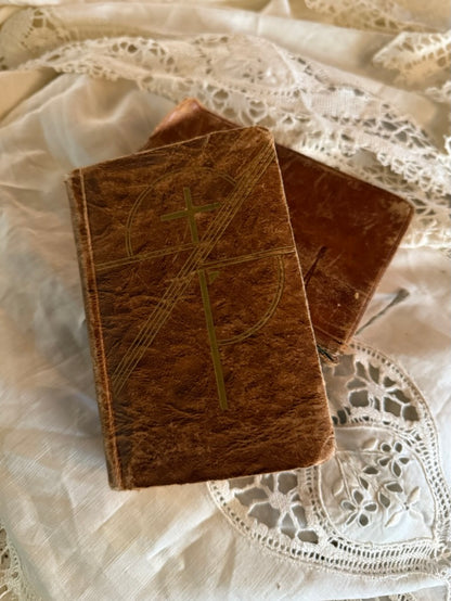 Two Brown Leather Prayer Books 19th and 20th Century | French & Latine