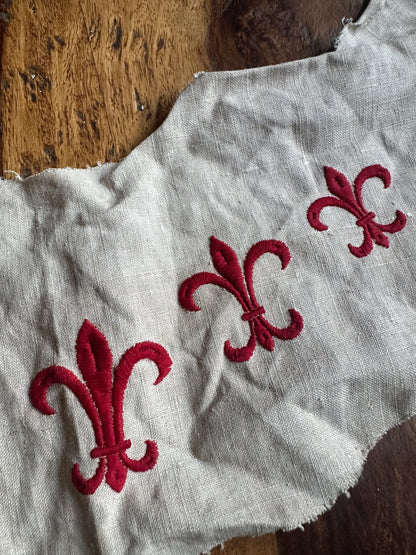 Reserved for Bethany W. - 20th Century Hand Embroidered Fleur-de Lis Remnant | PARIS