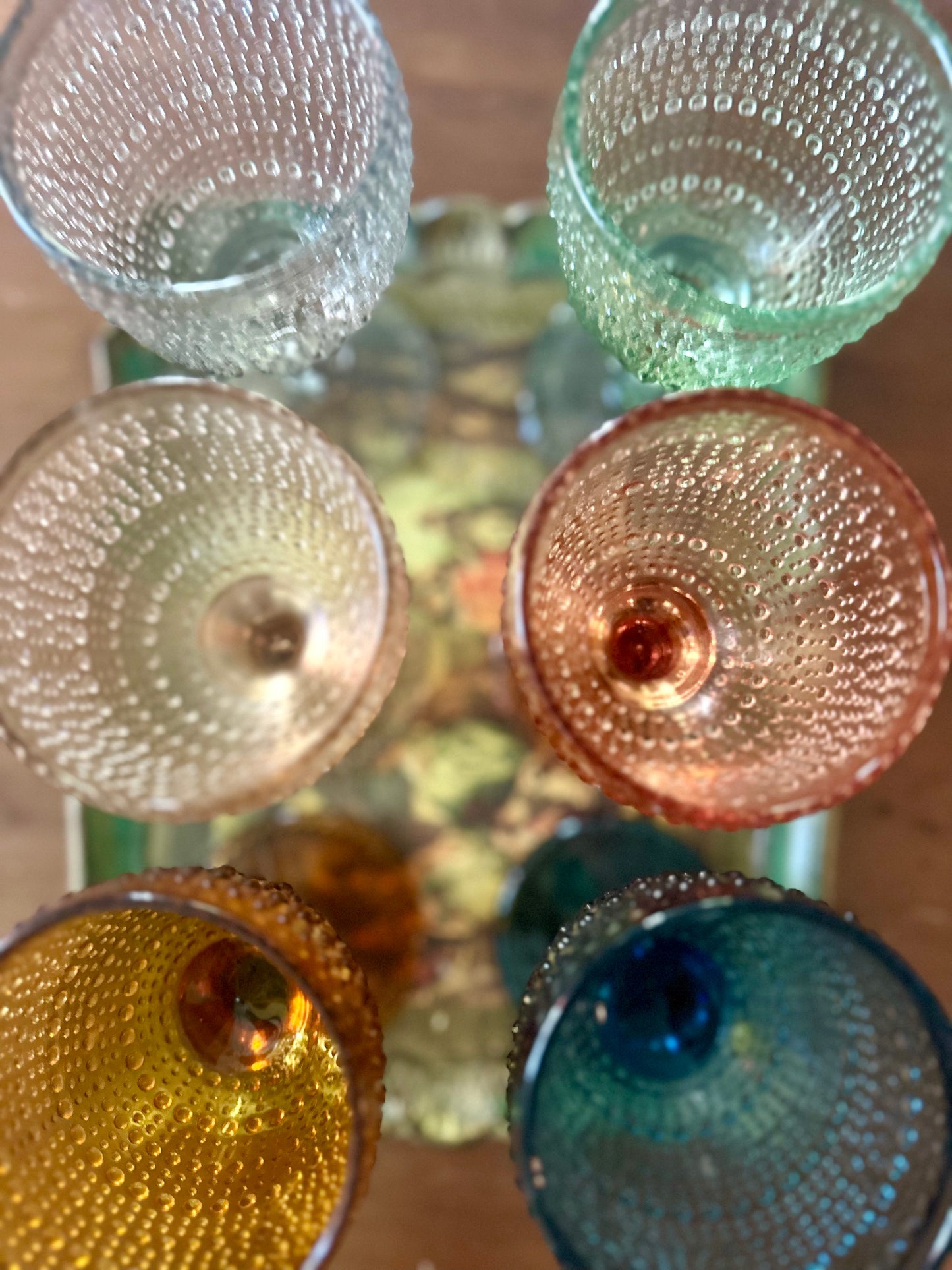 Glass Beaded Goblets | Set of Six Multi-Colored