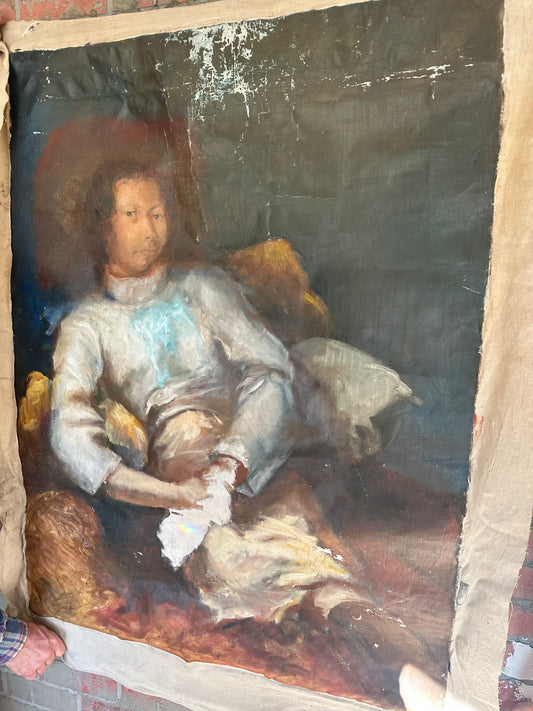 An Antique Unfinished Masterpiece | LARGE FRENCH OIL PORTRAIT