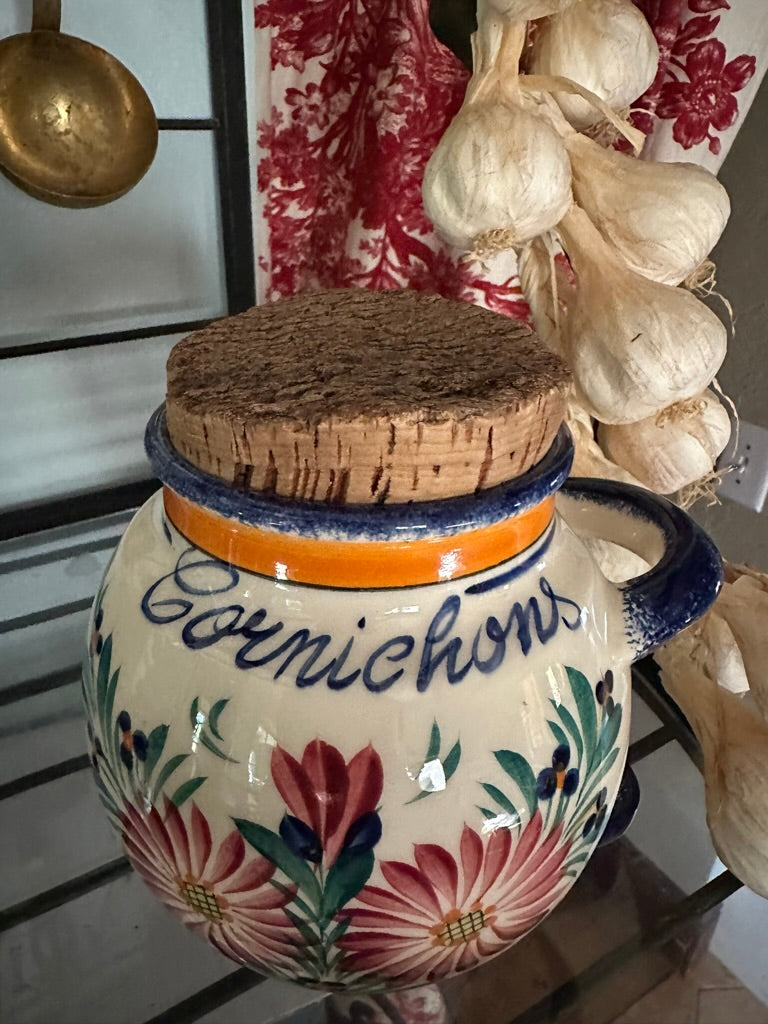 Flawless, Quimper Cornichons Crock with Original Cork Lid