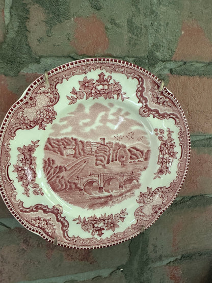 INSTANT COLLECTION | EIGHT Misc Vintage Red Transferware Plates and Bowls | Hangers Included