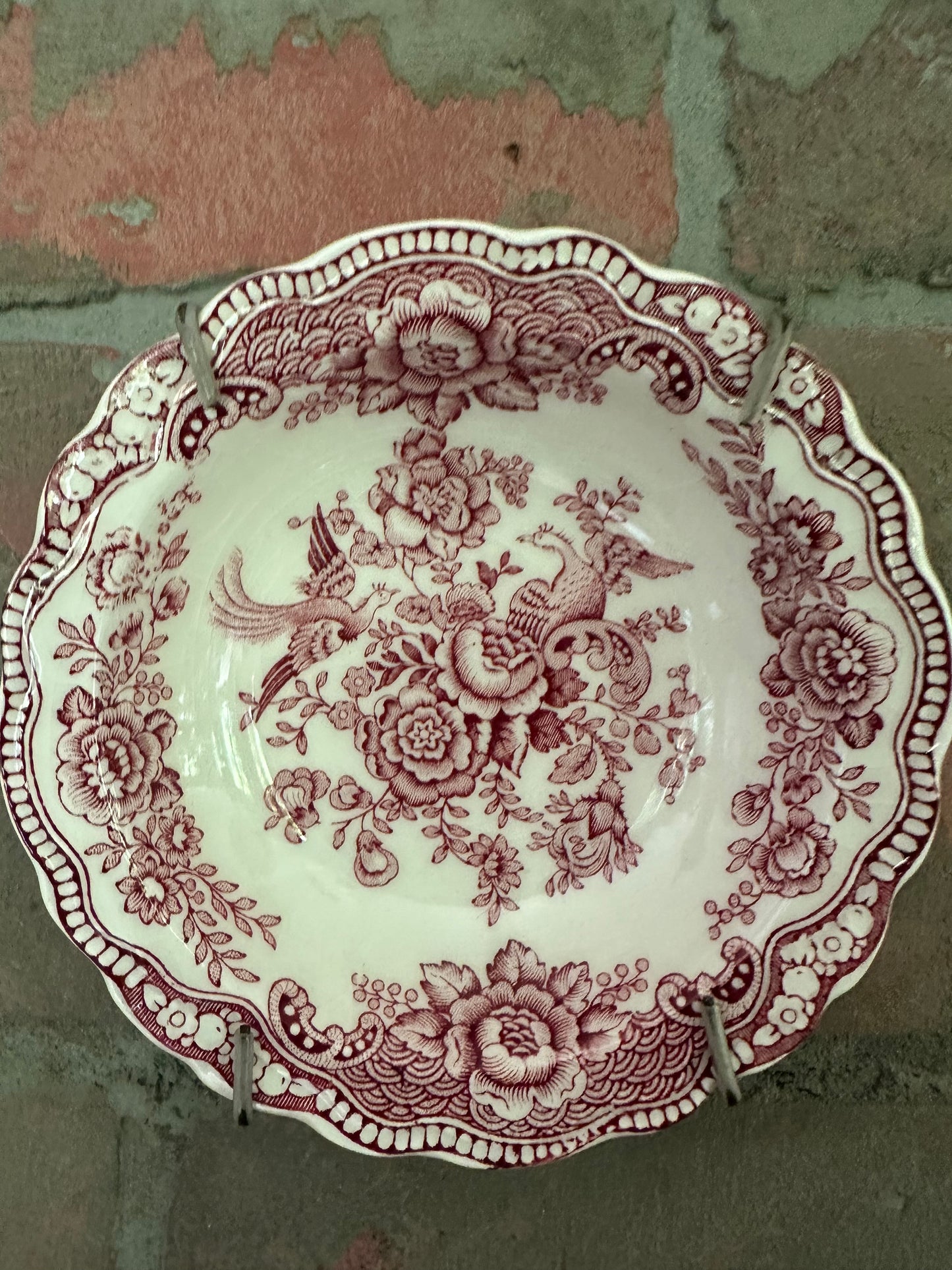 INSTANT COLLECTION | EIGHT Misc Vintage Red Transferware Plates and Bowls | Hangers Included