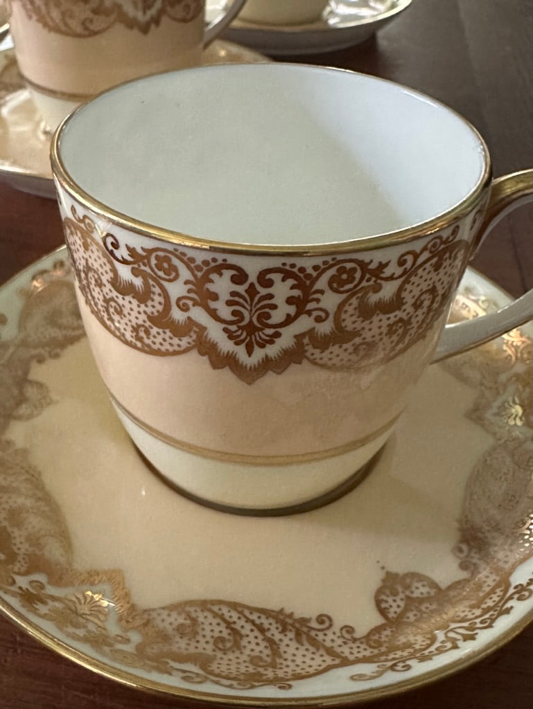 RARE Flawless Set of 8 | Antique Cauldon China England | Demitasse/Espresso Cups and Saucers