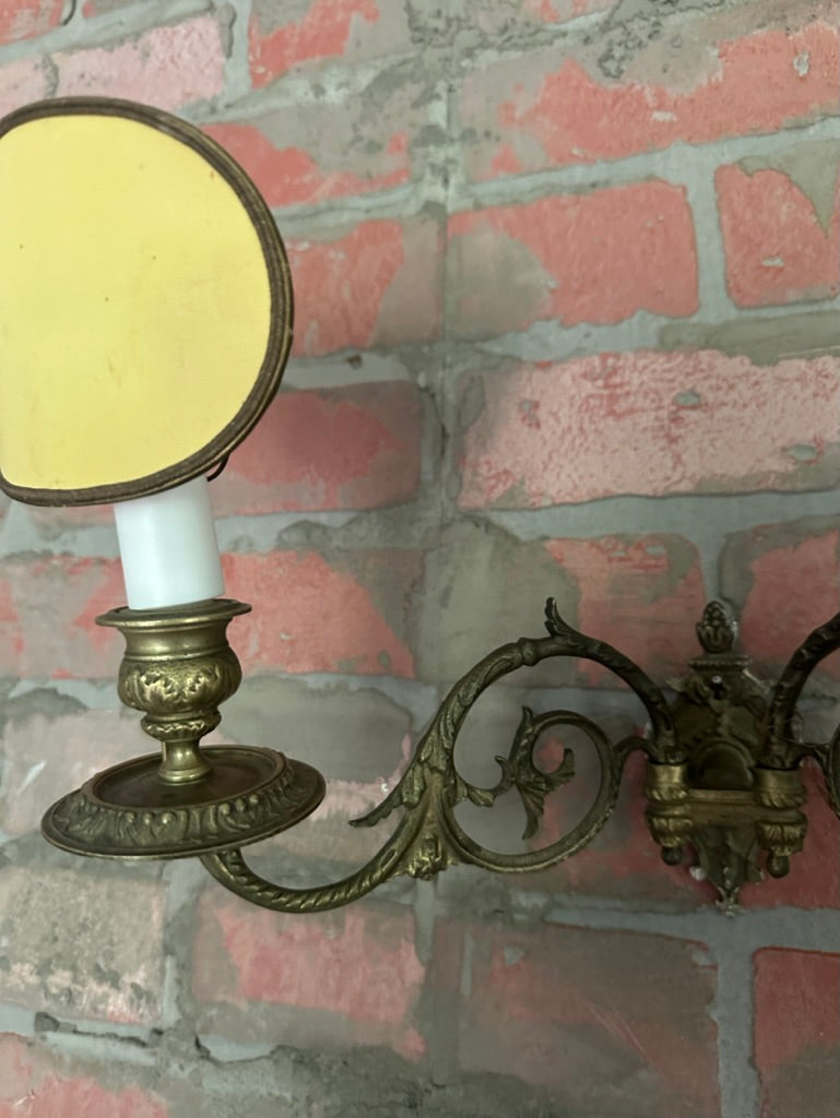 PAIR of Antique French Sconces (One Shown) REWIRED | WITH SHADES