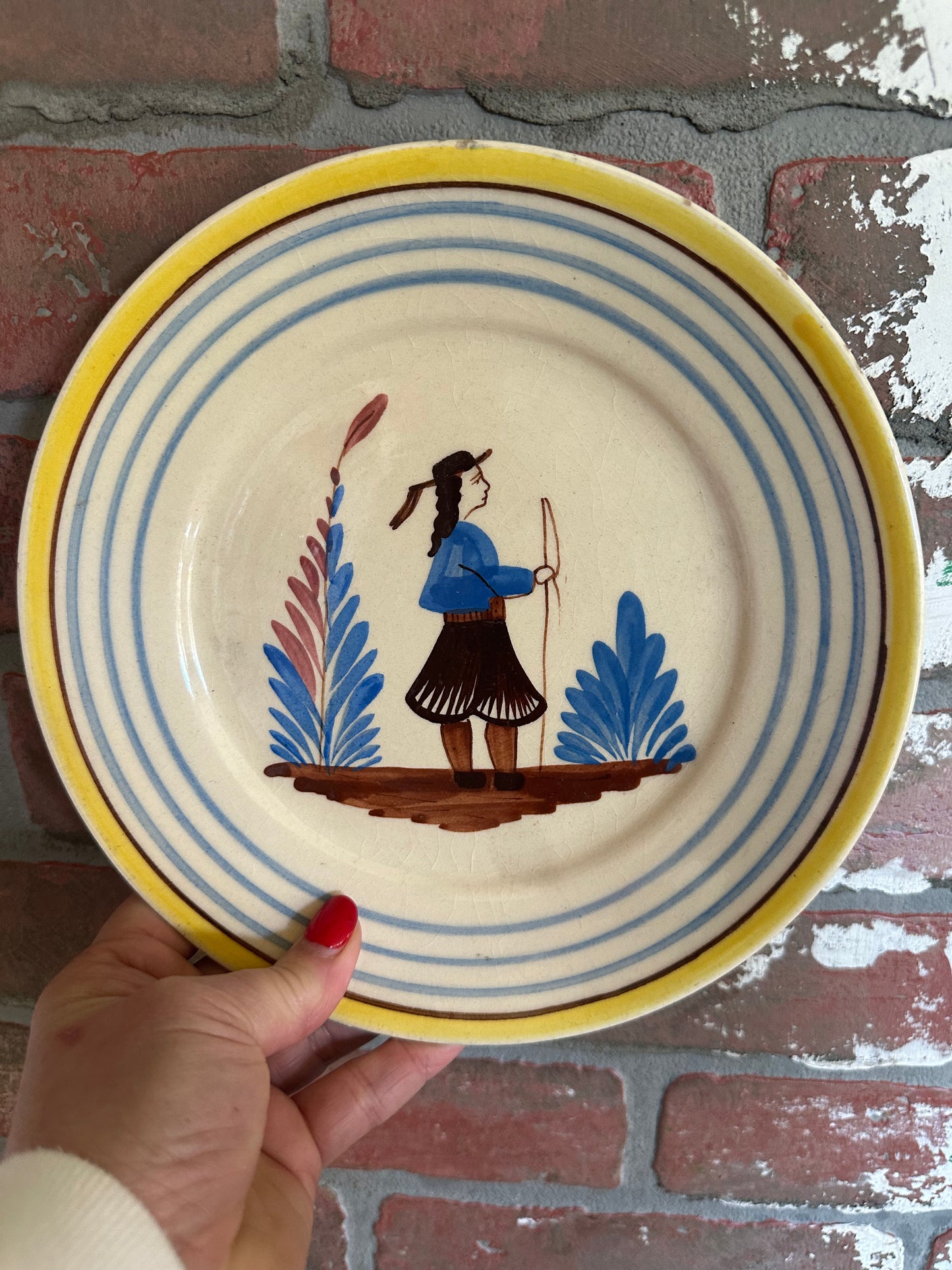 2 Brown QUIMPER Plates | Signed | Unique Coloring