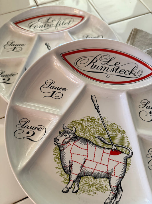 Set of 2 Unique Rumsteak Plates with Sauce Compartments