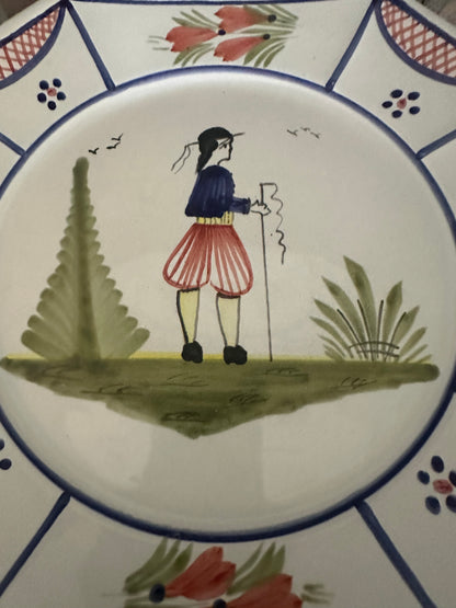 SIX Large Quimper Plates | MINSTREL BLUE