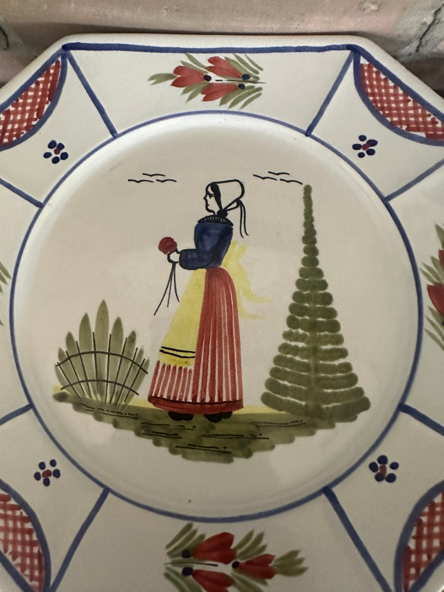 SIX Large Quimper Plates | MINSTREL BLUE