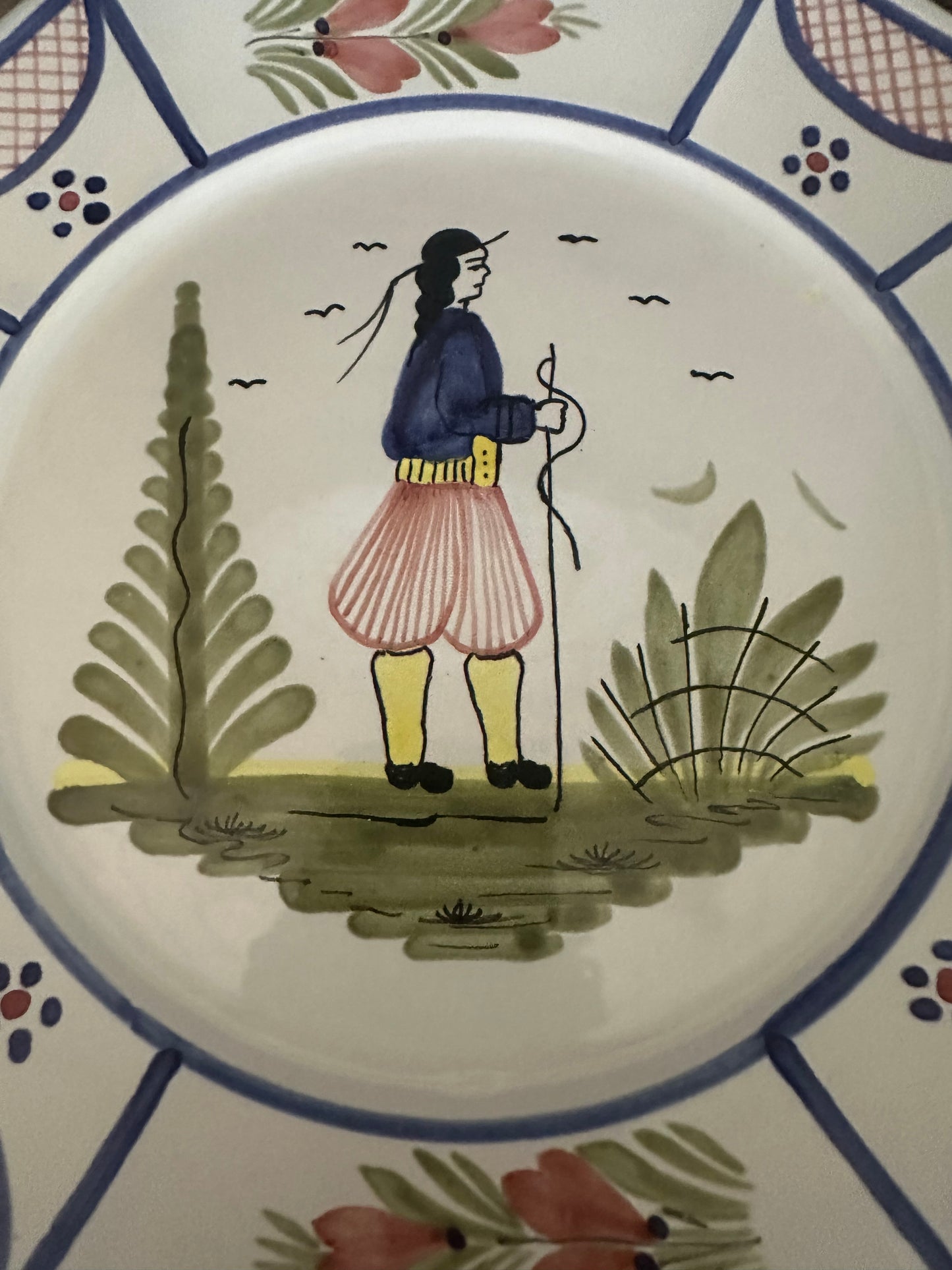 SIX Large Quimper Plates | MINSTREL BLUE