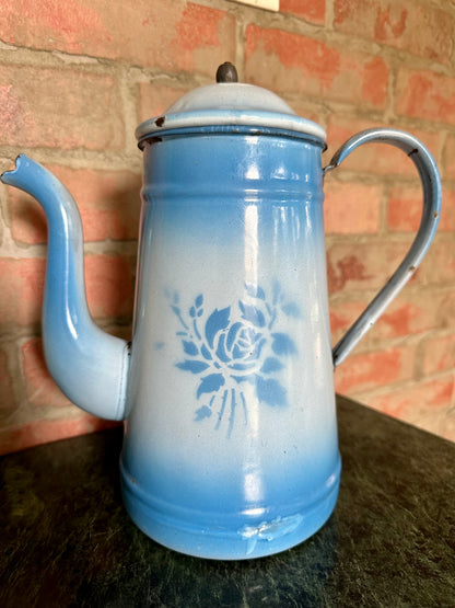 VINTAGE | French Blue Enamel Coffee Pot