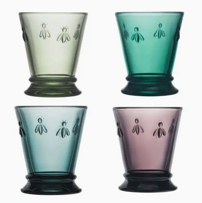 French Bee Tumblers | Set of 4| Multicolored