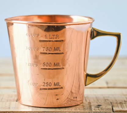 Copper Measuring Cup | 4 Cup | Brass Handle