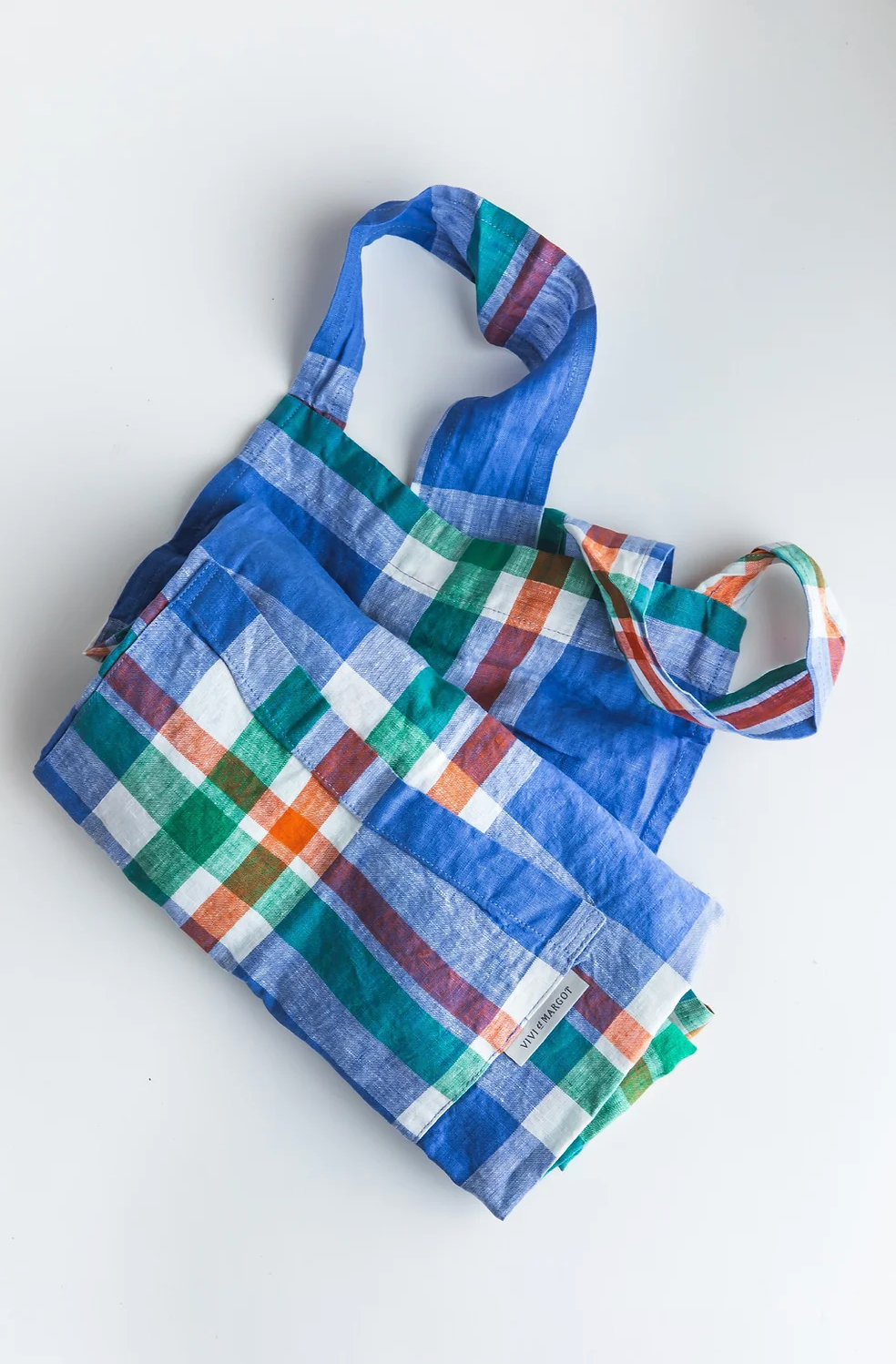 Made in France | New | Green Garden Checked Apron | Linen