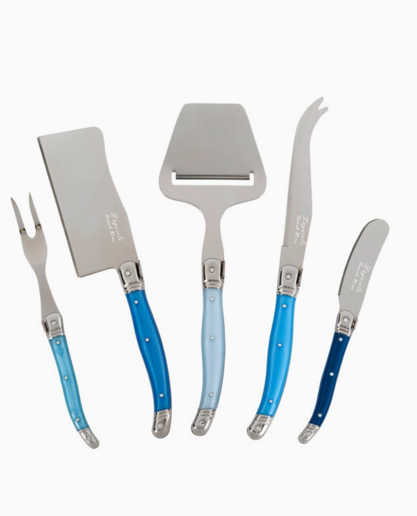 Laguiole 5 Piece Cheese Knife, Fork & Slicer Set | Blues