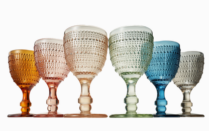 Glass Beaded Goblets | Set of Six Multi-Colored